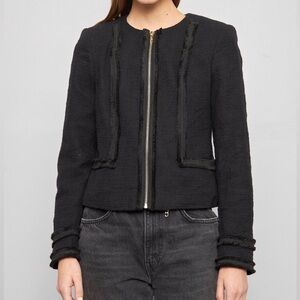 Karl Lagerfeld black zip up Chanel style jacket